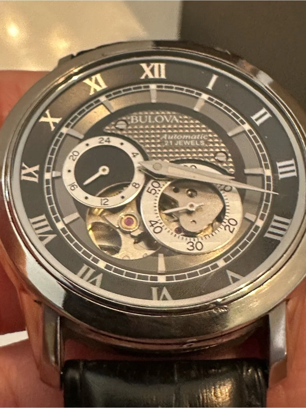 Bulova Sutton 96A135 Automatic 21 Jewel Open Heart Men’s Watch Box